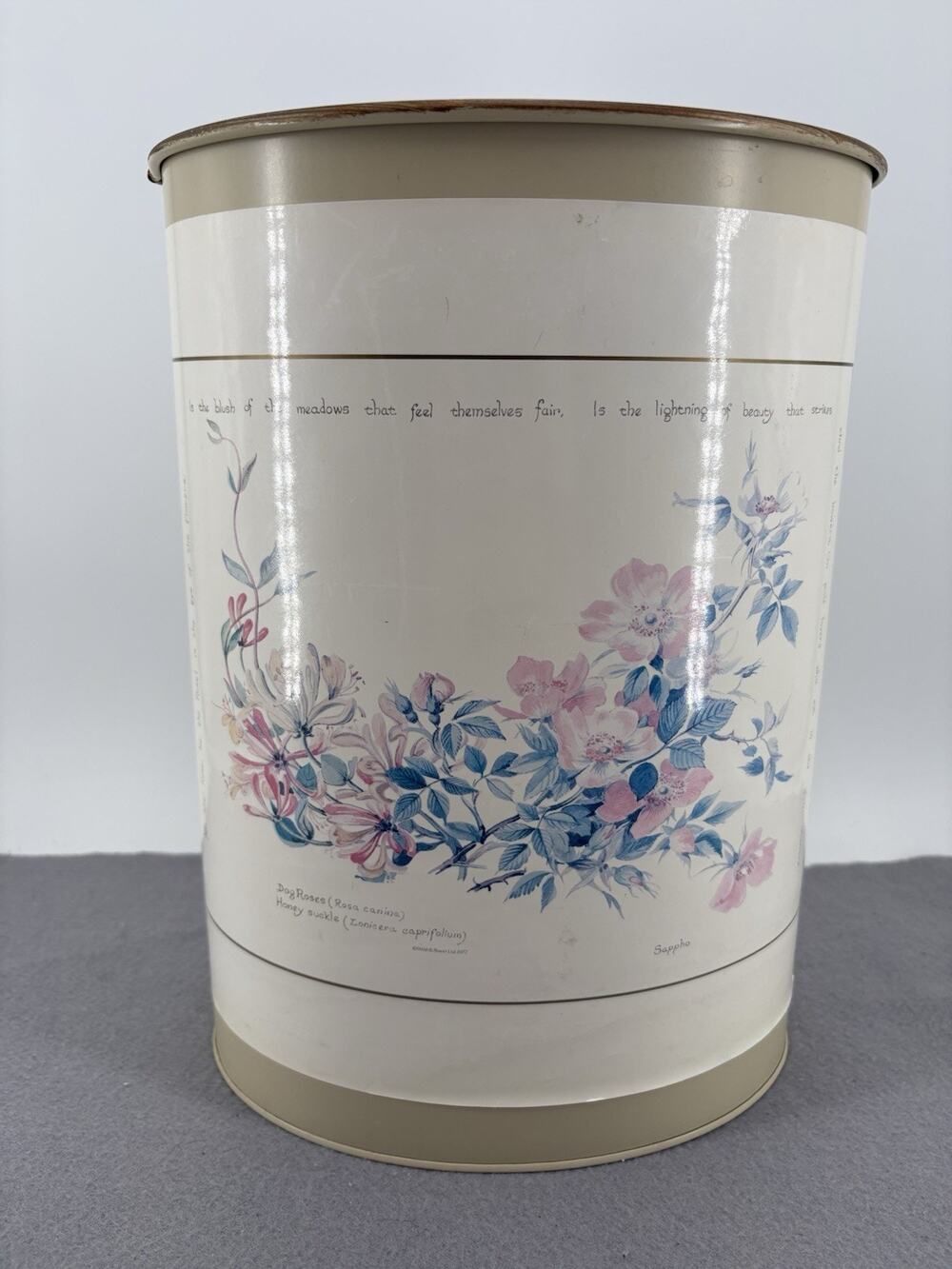VTG 1977 Webb & Bower Ltd. Trash Can Waste Featuring the “Song of the Rose"